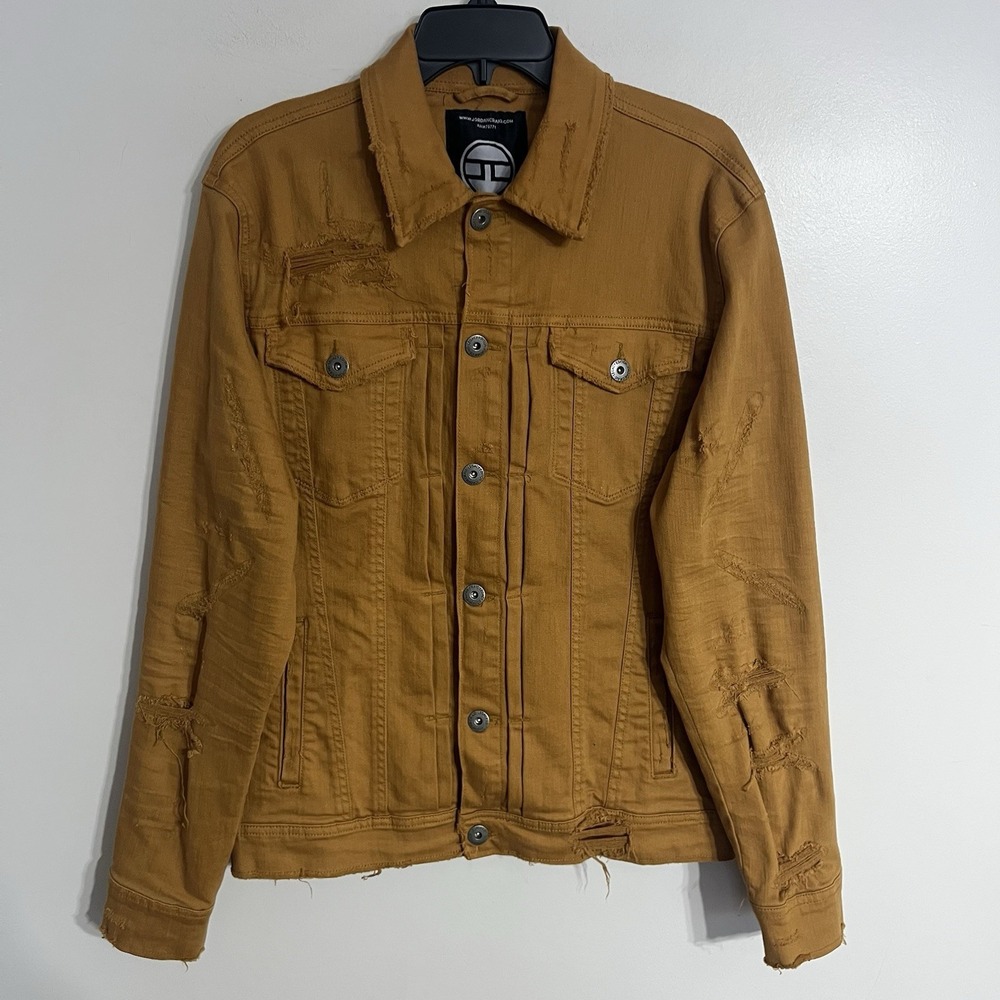 Jordan Craig Men Tribeca Twill Jacket Desert Dark‎ Yellow Size Medium Distressed